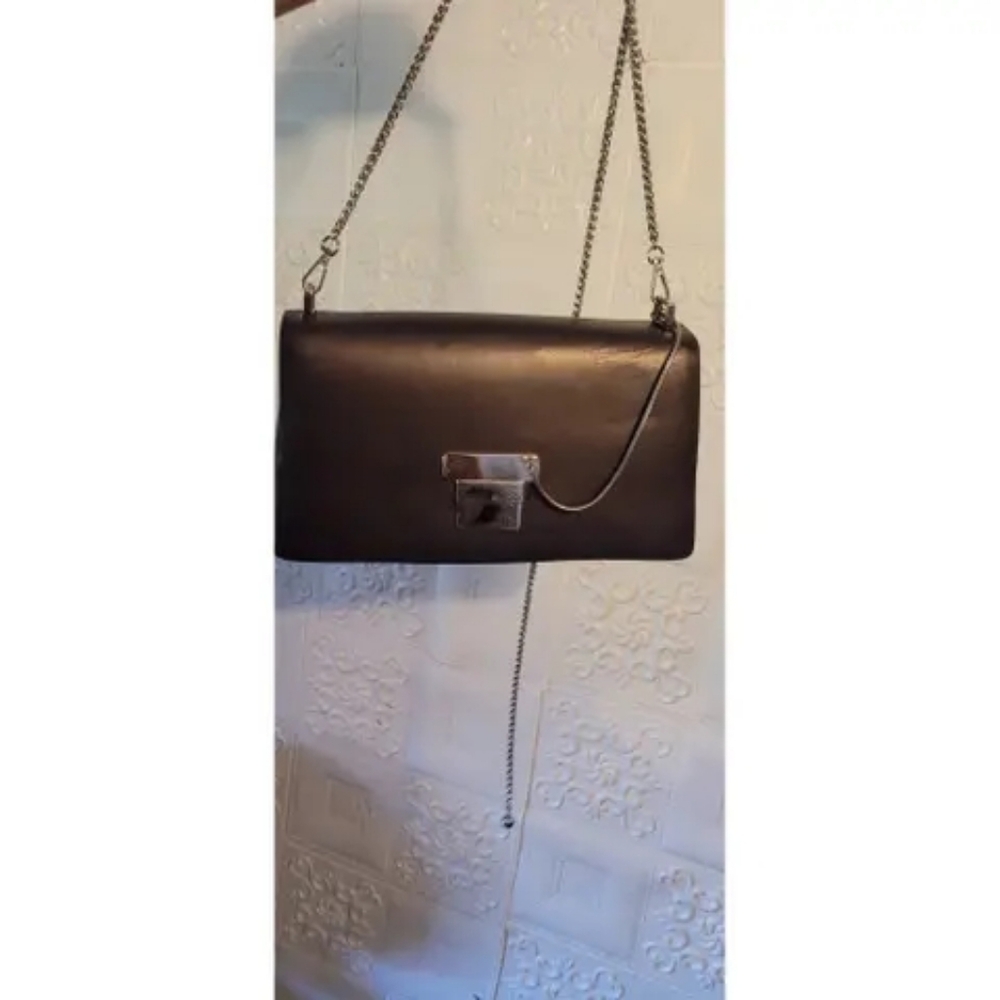 GUCCI EXPRESSO TOM FORD MATTE LEATHER Brown Chain Shoulder Bag AUTHENTIC VINTAGE